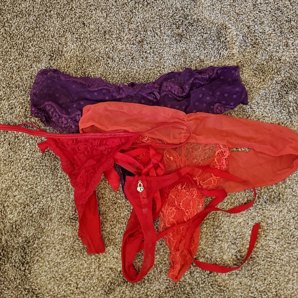 Vintage Victoria's Secret Red and Purple Lace Panties Bundle
